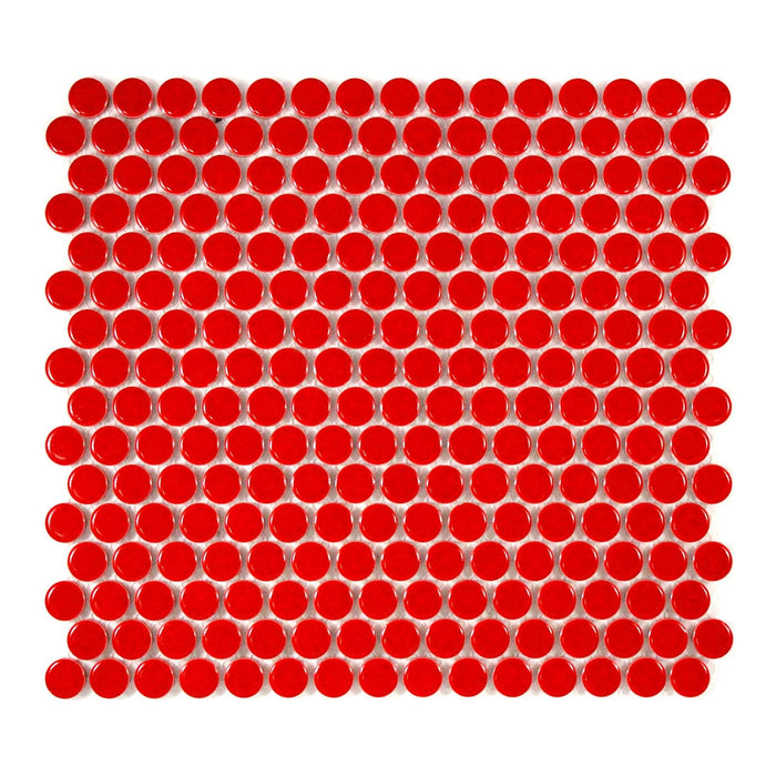 Penny Round Apple Red Porcelain Mosaic