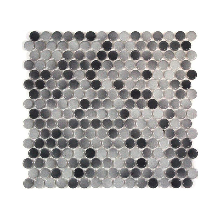 Penny Round Grey Mix Porcelain Mosaic