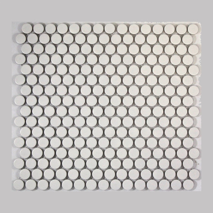Penny Round White 28 Matte Porcelain Mosaic
