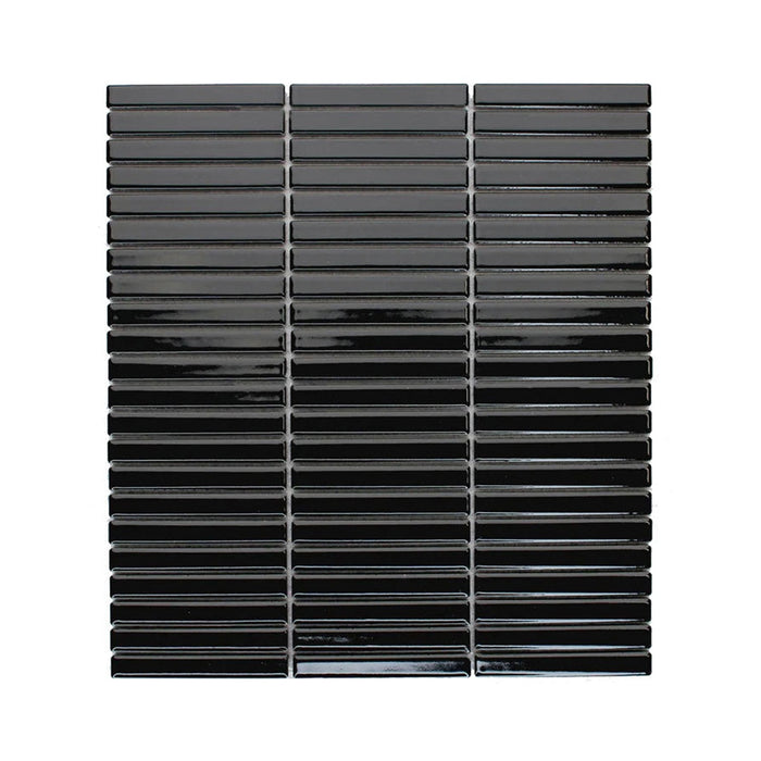 Gloss Small Kitkat Black Porcelain Mosaic