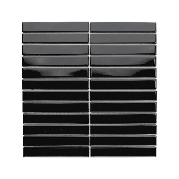 Gloss Kitkat Black Porcelain Mosaic
