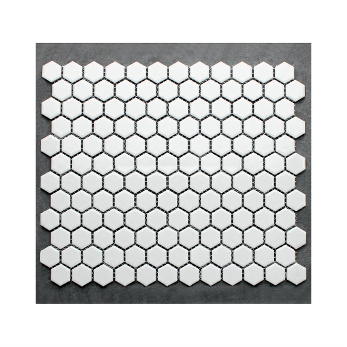 Small Hexagon White Porcelain Mosaic Gloss