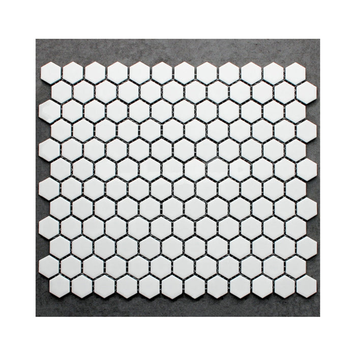 Small Hexagon White Porcelain Mosaic Matte