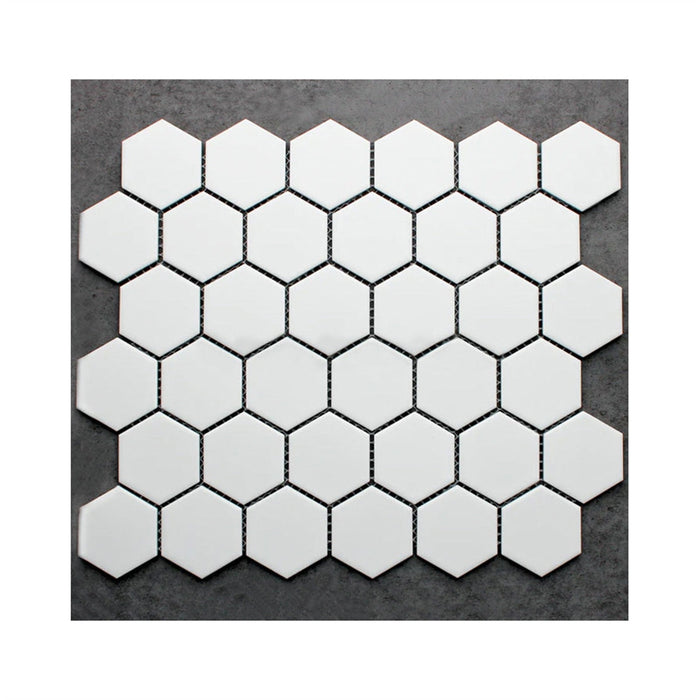 Medium Hexagon White Porcelain Mosaic Matte
