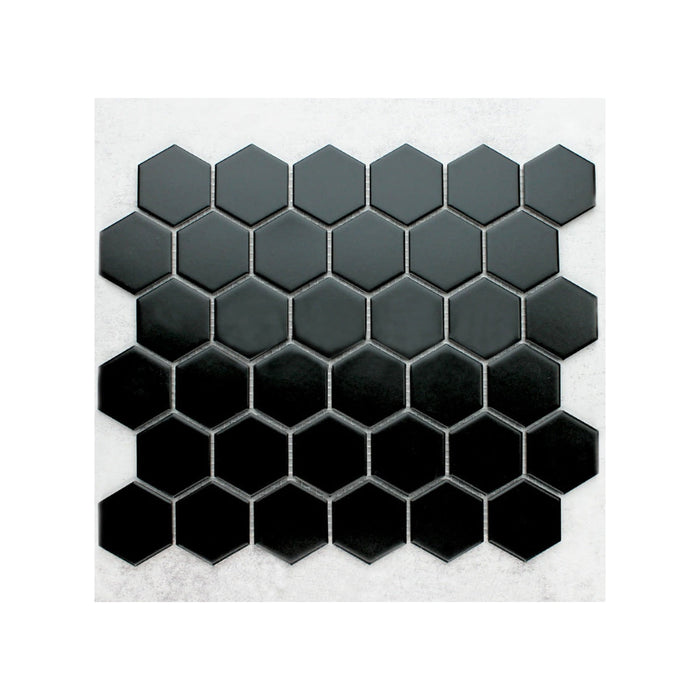 Medium Hexagon Black Porcelain Mosaic Matte