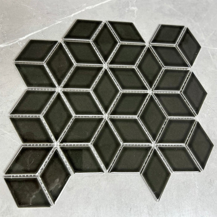Geometric Cube Black Porcelain Mosaic