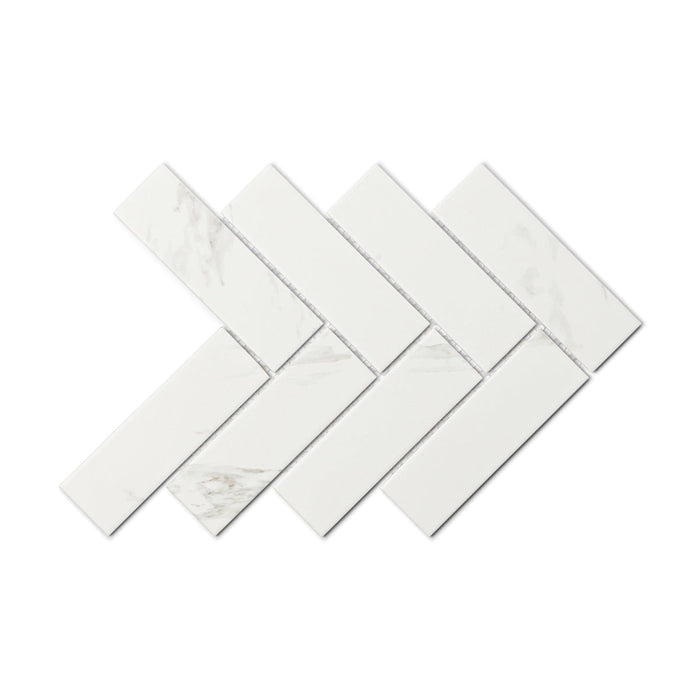 Carrara Porcelain Herringbone Mosaic 45x145x5