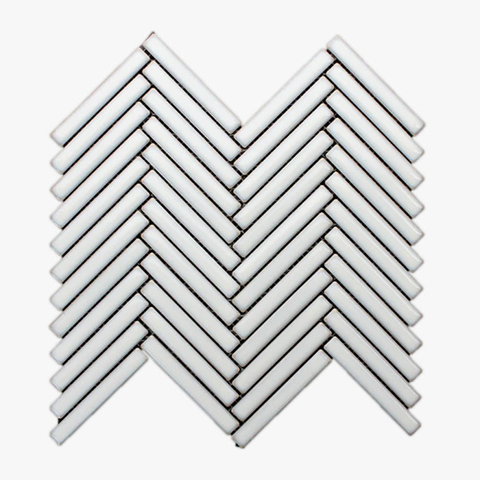 Antique Herringbone White Porcelain Mosaic