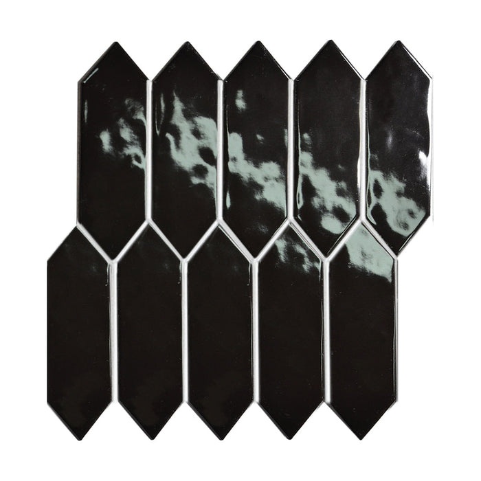 Gloss Polygon Black Porcelain Mosaic
