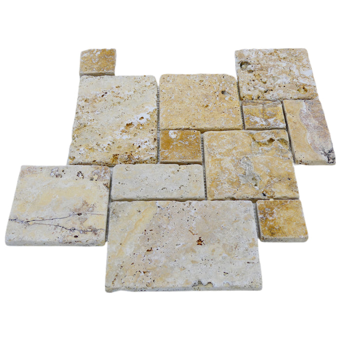 Golden Travertine Mini French Pattern Mosaic
