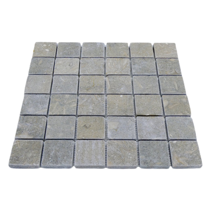 Chateau Green Fossil Limestone Large Square Mosaic