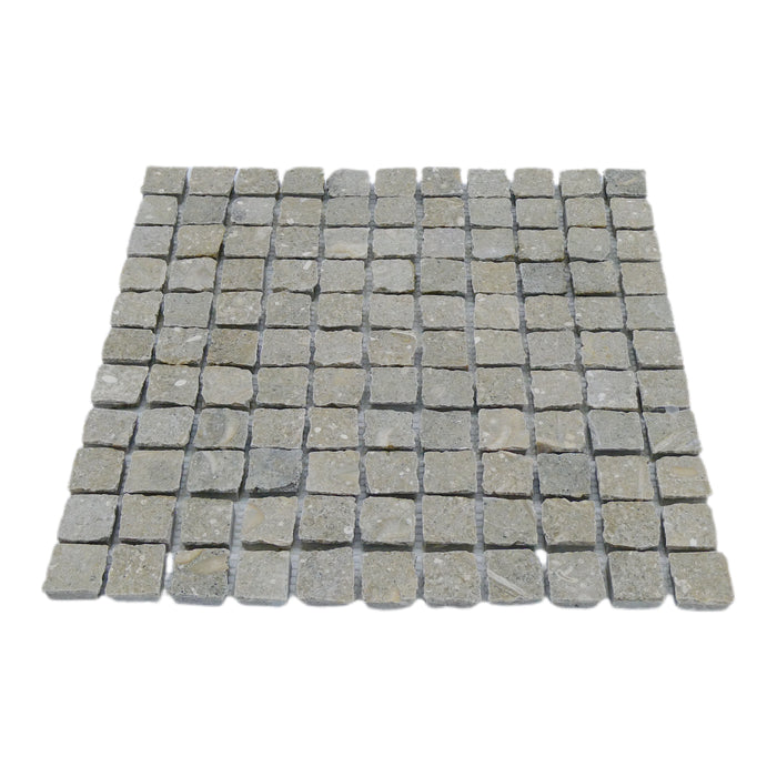 Chateau Green Fossil Limestone Small Square Mosaic