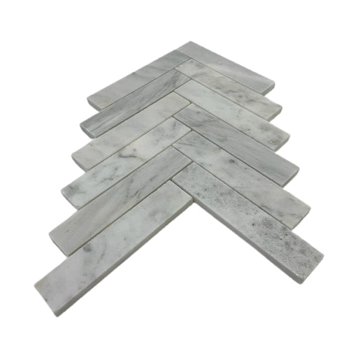 Herringbone Imperial White Marble Mosaic