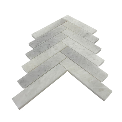 Herringbone Crystal White Marble Mosaic 32x150x10