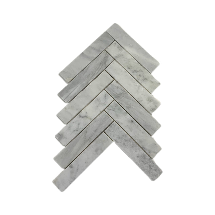 Herringbone Imperial White Marble Mosaic