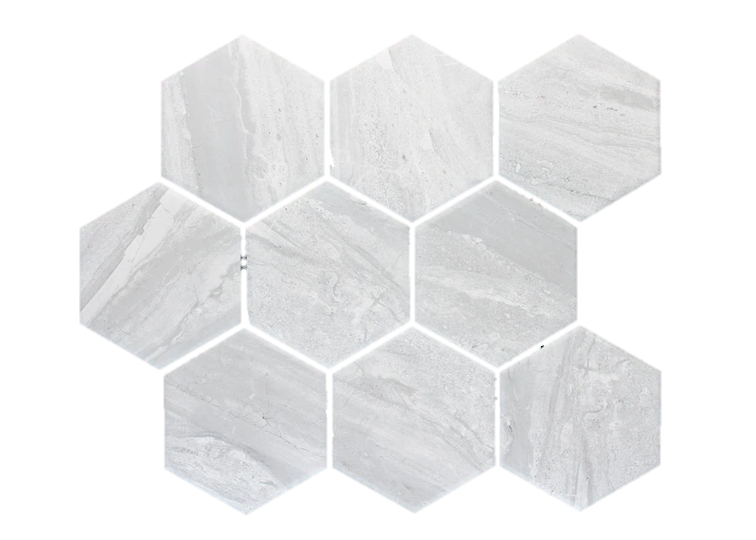 GREY MARBLE LOOK HEXAGON MOSAIC