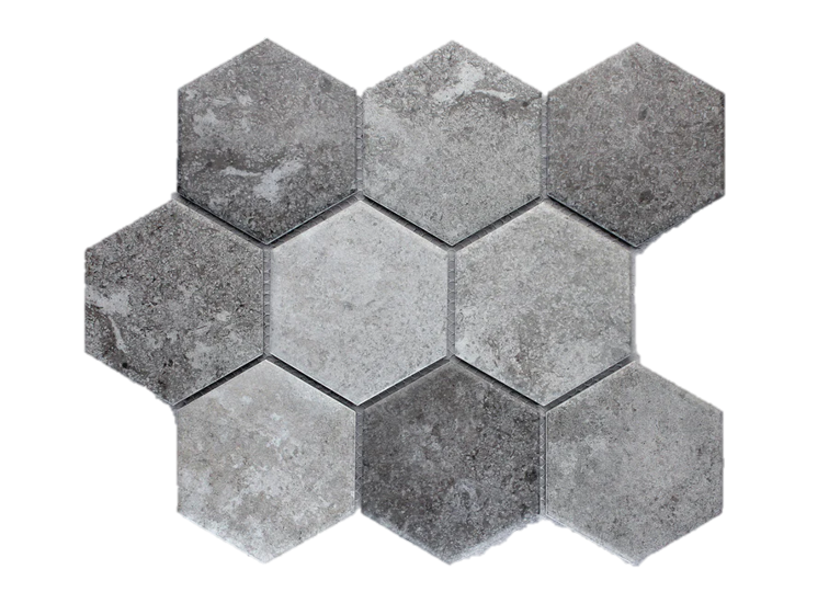 MIXED GREY MARBLE LOOK HEXAGON MOSAIC