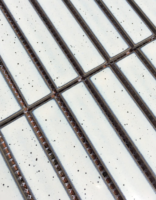 Raku Kitkat Speckled White Porcelain Mosaic Gloss