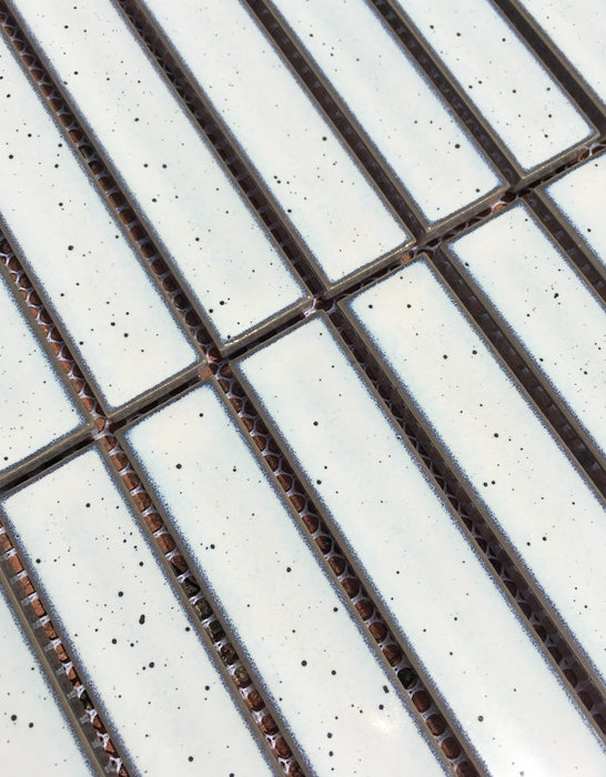 Raku Kitkat Speckled White Porcelain Mosaic Gloss