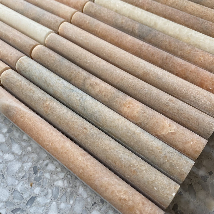 Rosa Portogallo Marble Mini Flute Mosaic