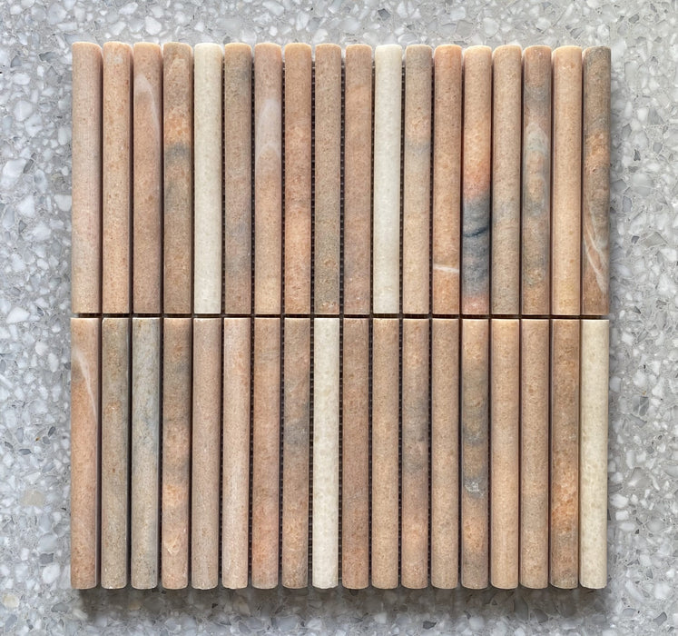 Rosa Portogallo Marble Mini Flute Mosaic