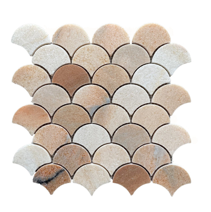 Rosa Portogallo Marble Fan Mosaic