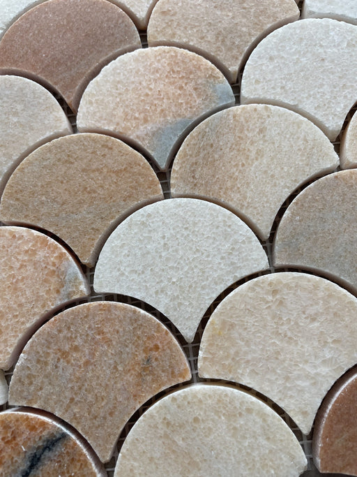 Rosa Portogallo Marble Fan Mosaic