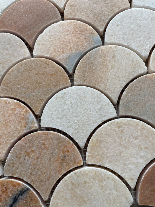 Rosa Portogallo Marble Fan Mosaic