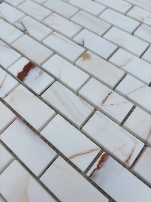 Rosette Dolomite Mini Brickbond Mosaic