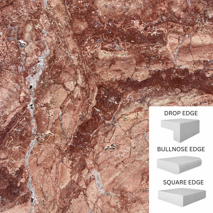 Rosso Travertine Square Edge Coping 610x406x30