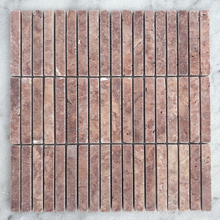 Rosso Travertine Small Kitkat Mosaic