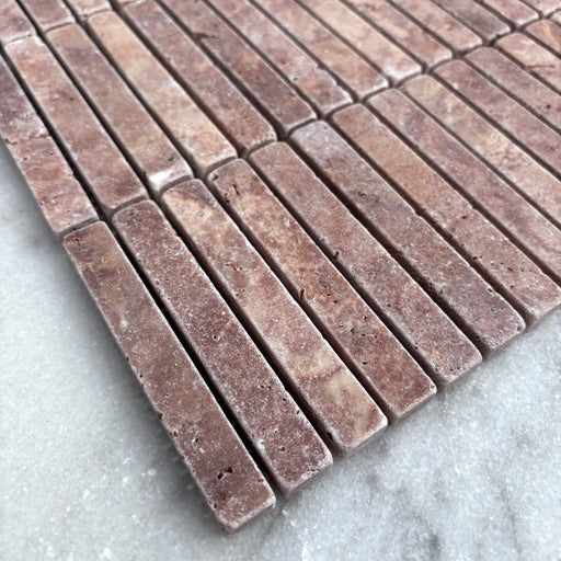 Rosso Travertine Small Kitkat Mosaic