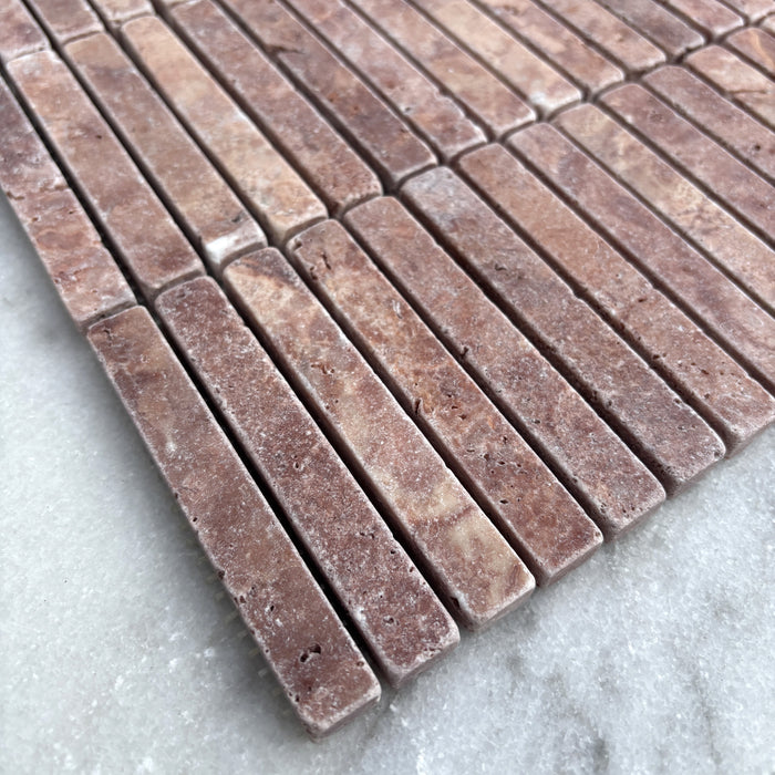 Rosso Travertine Small Kitkat Mosaic