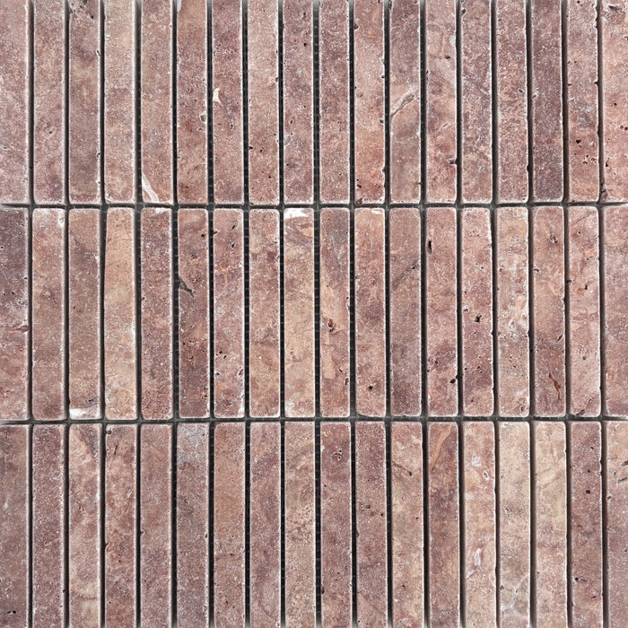 Rosso Travertine Small Kitkat Mosaic