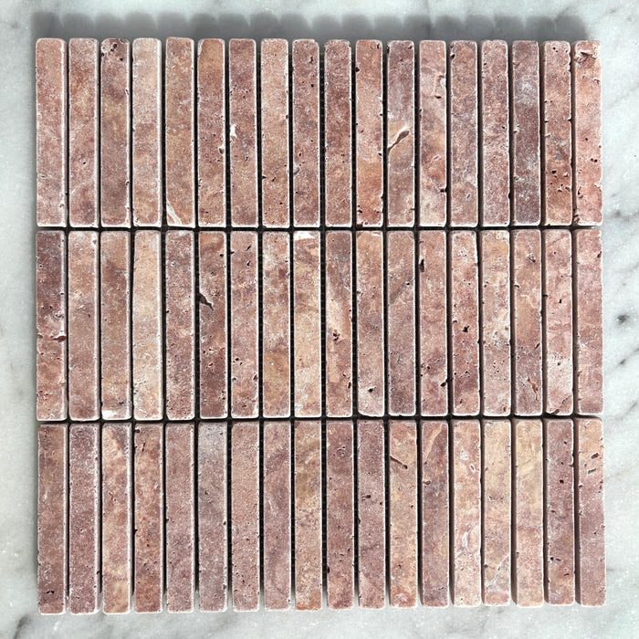 Rosso Travertine Small Kitkat Mosaic