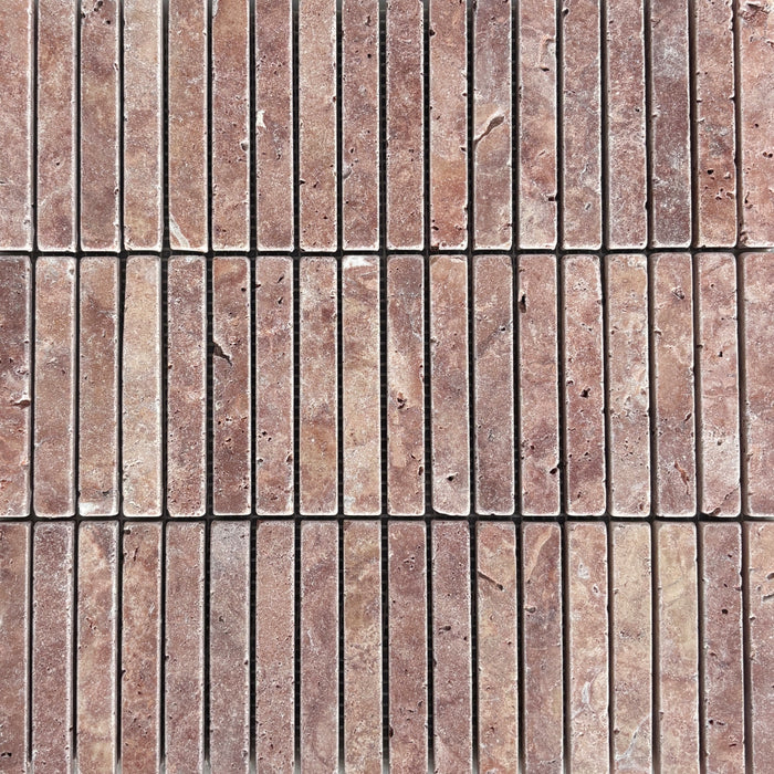 Rosso Travertine Small Kitkat Mosaic