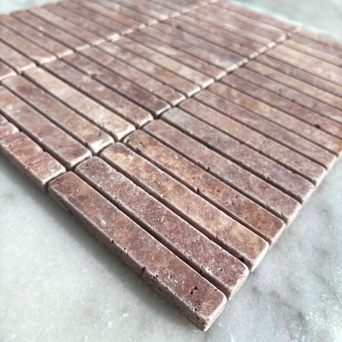 Rosso Travertine Small Kitkat Mosaic