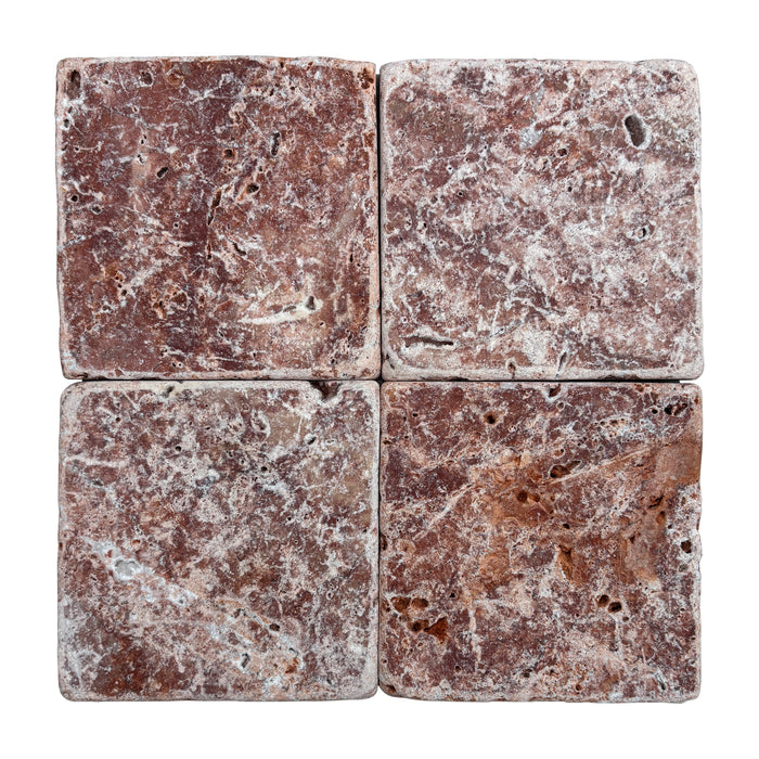 Rosso Travertine Tile 100x100x10 Tumbled