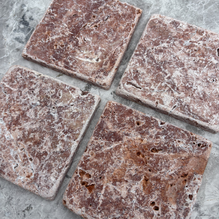 Rosso Travertine Tile 100x100x10 Tumbled