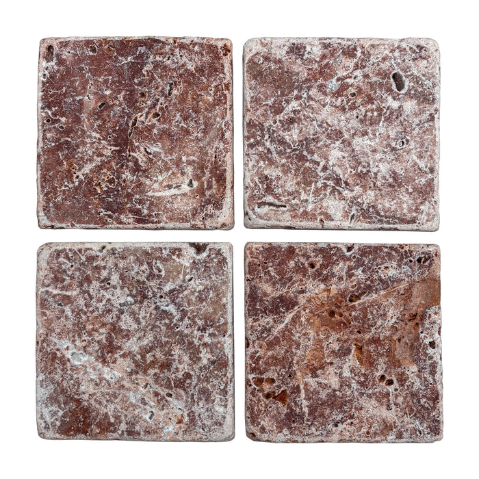 Rosso Travertine Tile 100x100x10 Tumbled