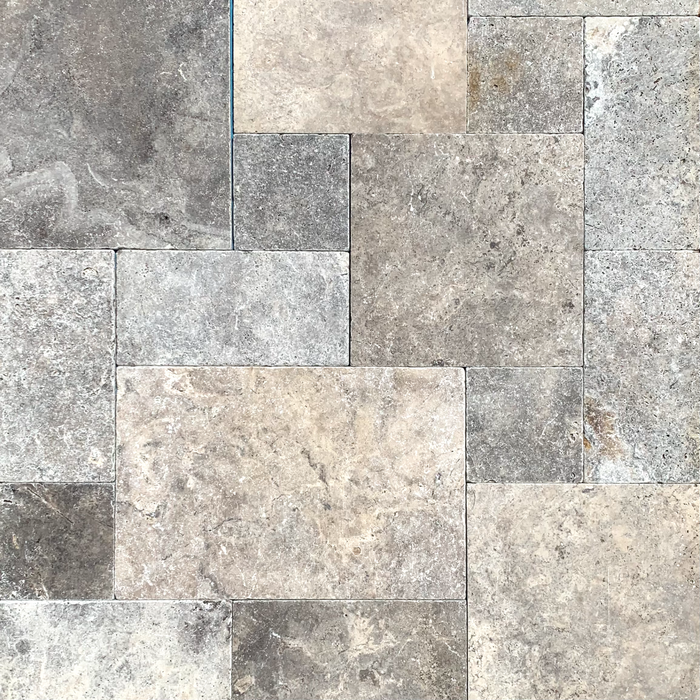 Silver Travertine Tile French Pattern Tumbled