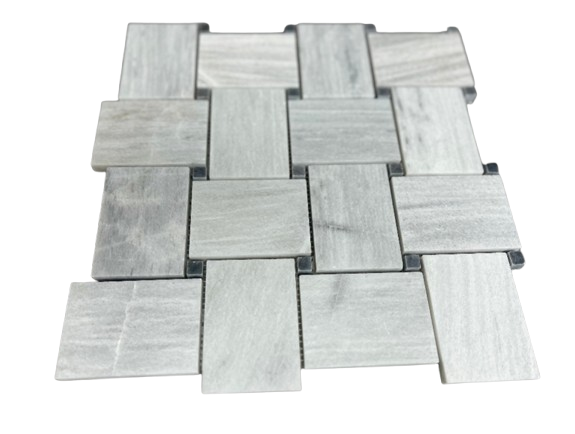 SOLTO + BARDIGLIO DOT MARBLE BASKETWEAVE HONED MOSAIC