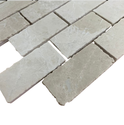 Botticino Rustic Edge Brickbond Subway Marble Mosaic