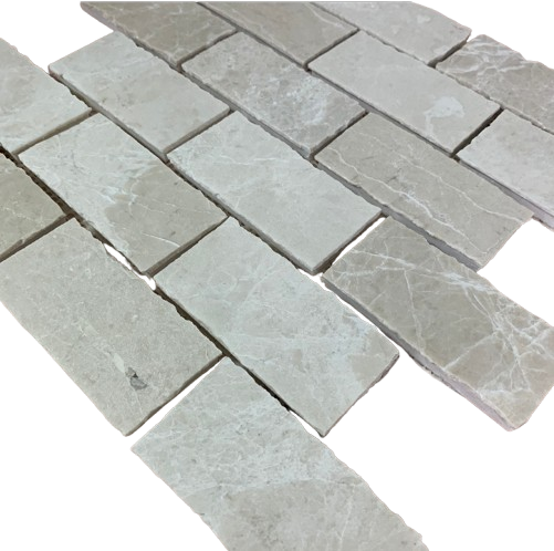 Botticino Rustic Edge Brickbond Subway Marble Mosaic