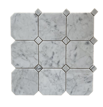 Load image into Gallery viewer, CARRARA LARGE OCTAGON DOT HONED MOSAIC
