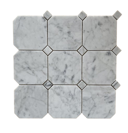 CARRARA LARGE OCTAGON DOT HONED MOSAIC