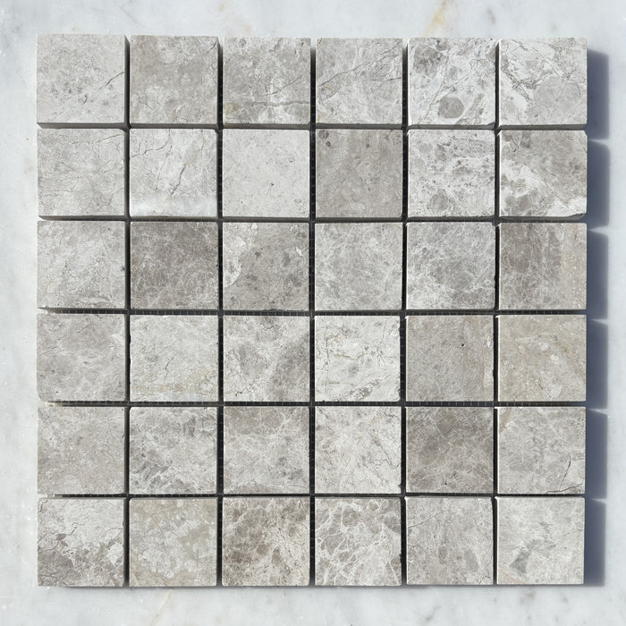 Large Square Silver Shadow Limestone Mosaic