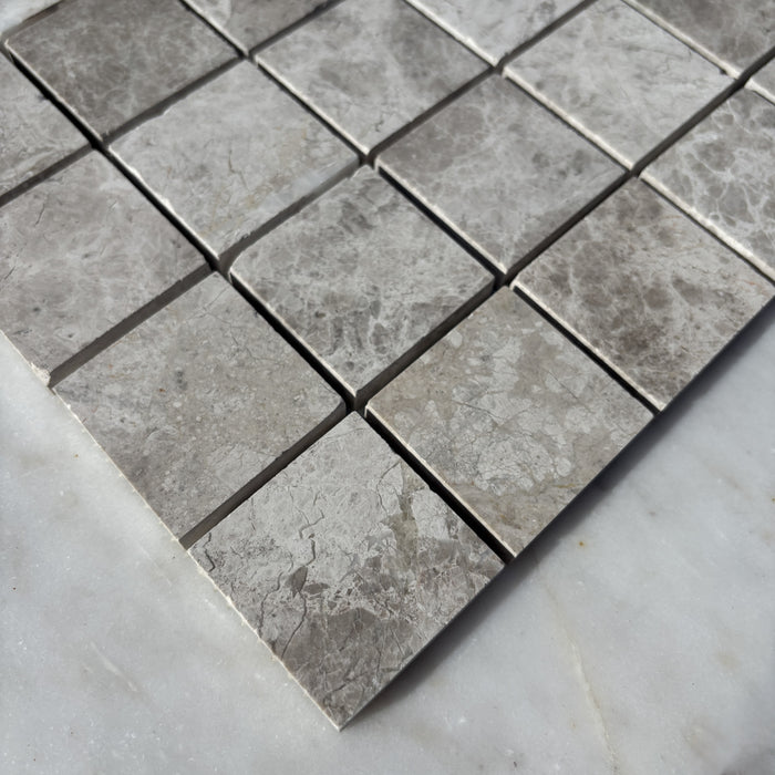 Large Square Silver Shadow Limestone Mosaic