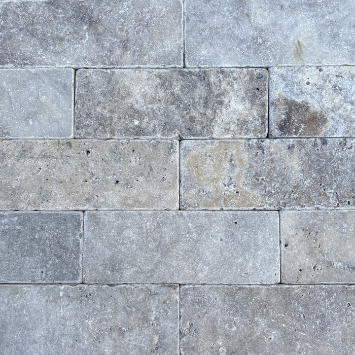 Silver Travertine Subway Tile 75x203x10