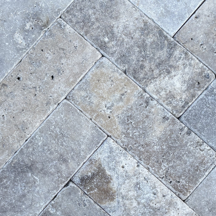 Silver Travertine Subway Tile 75x203x10